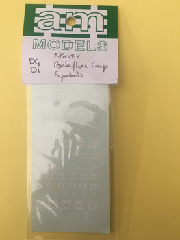DG01 AM Models Decal:  DG1 NSWGR decal brake-load compensation symbols 50-70's