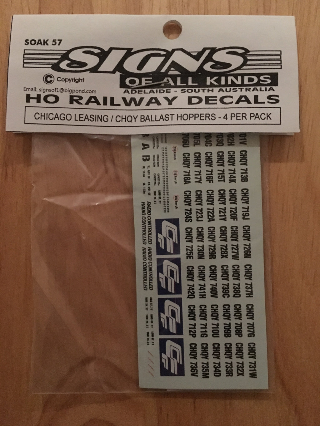 SOAK 57 DEACL for CHICAGO LEASING CHQY BALLAST decal 4 wagons
