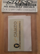 030 HO DECAL for U VAN Vic, Rail "CAMEO CHOCOLATE" - SOAK