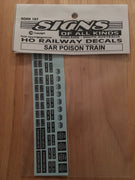 187 SOAK HO Railway Decals: SAR Poison Train HO