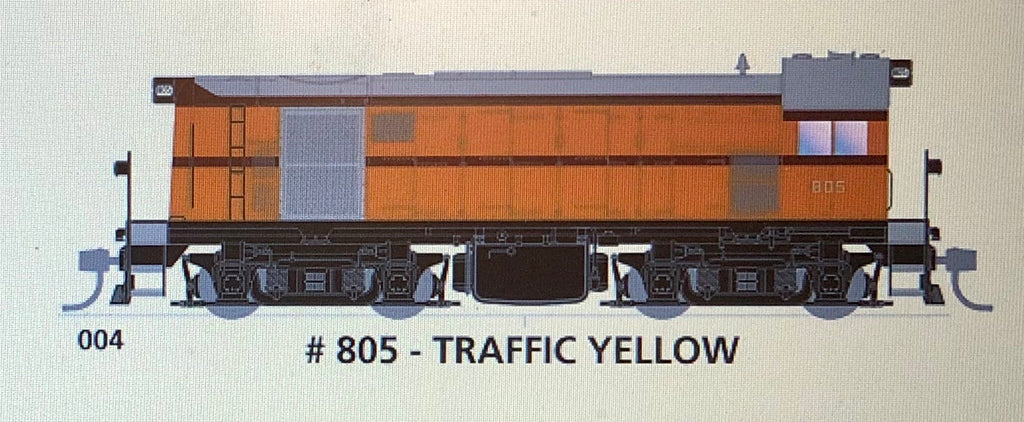 800 class DC Powered - Locomotive No 805 in TRAFFIC YELLOW - SOUTH AUSTRALIAN RAILWAYS:  SDS Models NOW AVAILABLE:.