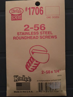 #1706 KADEE Screws Stainless Steel 2-56 x 1/4in