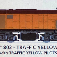 800 class DC Powered - Locomotive No 803 in TRAFFIC YELLOW With Yellow Pilots- SOUTH AUSTRALIAN RAILWAYS:  SDS Models NOW AVAILABLE: