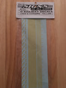 O scale DECAL #100 "Lining & Corners" in "YELLOW" will suit all Loco's steam & diesels + passenger cars, - SOAK
