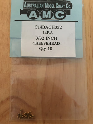 14BA CHEESEHEAD 3/32 inch BRASS SCREWS Qty 10