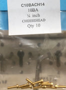 10BA CHEESEHEAD 1/4 inch BRASS SCREWS Qty 10