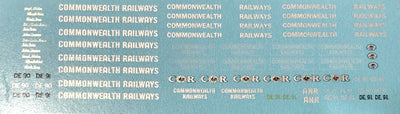 SOAK 192 N Scale - COMMONWEALTH RAILWAYS NAMES & LOGO DECAL SHEET - VALUE PK 