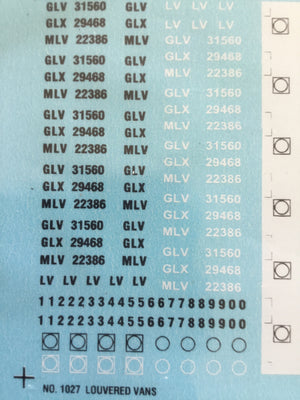 #37 Louver Vans:  MLV, GLV, GLX, MLV LV. Codes, Letters & numbers; Ozzy NSWGR Decals