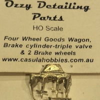 Brake #6 Ozzy Brass -Brake Star Wheel  2 star and one triple valve brake cylinder for four wheel wagons : Ozzy Brass:   #6