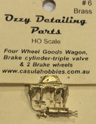 Brake #6 Ozzy Brass -Brake Star Wheel  2 star and one triple valve brake cylinder for four wheel wagons : Ozzy Brass:   #6
