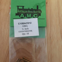 10BA COUNTERSUNK 1/2 inch Brass SCREWS Qty 10