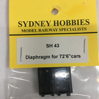 SH43 Diaphragms for Passenger Cars NSWGR 72ft6in & other cars HO Polyurethane (2)