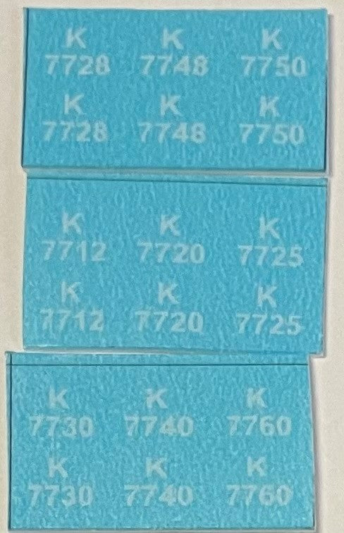 Ozzy Decals: K Wagon Decal - will do 9 wagons - Pack B different no's
