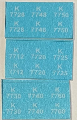Ozzy Decals: K Wagon Decal - will do 9 wagons - Pack B different no's