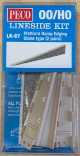 Peco LK-67 Platform Ramp Edging Stone type (2 pairs) 116 mm long Lineside Kit  OO/HO Kit
