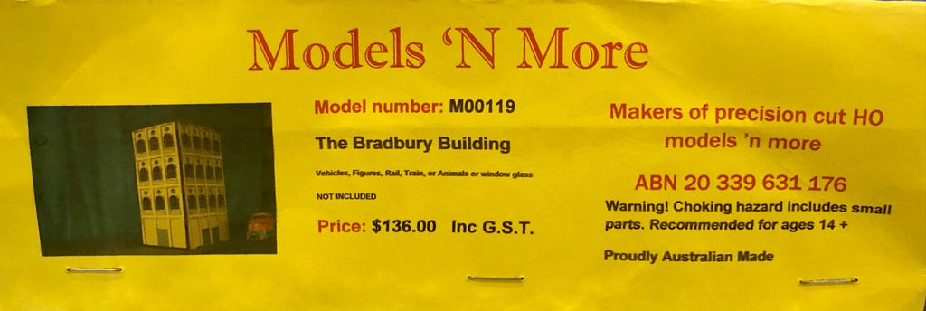 M00119 SPECIAL 40% Discount The Bradbury Building Laser Cut Timber KIT HO DISCONTINUED Models N More Kits. LAST ONE AVAILABLE.