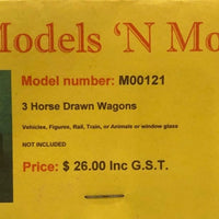 M00121 20% Discount "3 Horse Drawn Wagons Kit" Precision cut timber HO kit. DISCONTINUED Models N More Kits