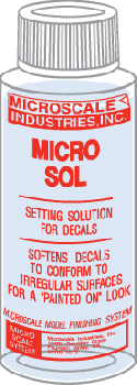 MICROSCALE - Micro Sol softens the Microscale Decal, - 1 oz. bottle (Decal Setting Solution) Code: MI-2