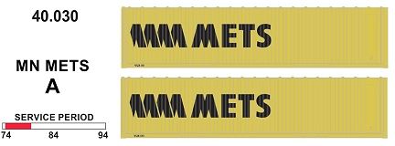 SDS Models: 40.030 A. 40' Jumbo Containers: Twin Packs: MN Mets PKA : 40.030