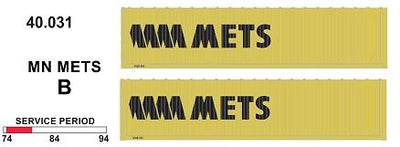 SDS Models: 40.031 B.  40' Jumbo Containers: Twin Packs: MN Mets B : 40.031