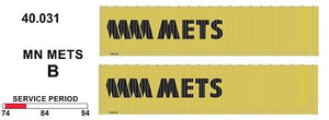 SDS Models: 40.031 B.  40' Jumbo Containers: Twin Packs: MN Mets B : 40.031