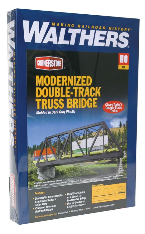 Walthers: Modernized Double-Track Railroad Truss Bridge -- Kit - 15 x 5 x 4-1/2" 38.1 x 12.7 x 11.4cm #933-4510