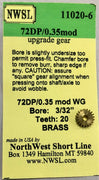 11020-6  NWSL 72DP/0.35mod WG 20 Teeth upgrade brass gear HO  #11020-6 *
