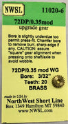 11020-6  NWSL 72DP/0.35mod WG 20 Teeth upgrade brass gear HO  #11020-6 **