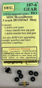 187-6 NWSL GEAR SET MDC / ROUNDHOUSE 3 TRUCK SHAY HO / HO3  #187-6  **