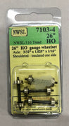 7103-4 NWSL ( "NOT" Nickel Plated brass) 26" HO gauge wheelset, axle 3/32" x 1.025" x 1/16"insulated one side. (4) #7103-4  *