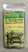 7103-4 NWSL-110 Tread  26" HO gauge wheelset, axle 3/32" x 1.025" x 1/16" insulated one side. (4)  #7103-4  **