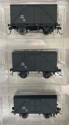 ABV Pk2 Boarded Casula Hobbies RTR  : NSWR ABV Arnott’s Biscuit Van with GREY BOARDED SIDING : 3 Vans : Grey ABV 7889, Grey ABV 4902, Grey ABV 19707  NOW IN STOCK. *