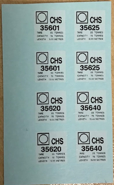 OZZY Decal - PK A - CHS Coal Hopper  Codes & Numbers 35601,35625,35620,35640