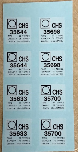 OZZY Decal - PK C - CHS Coal Hopper  Codes & Numbers 35644,35698,35633,35700