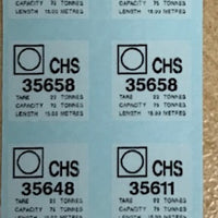 OZZY Decal - PK D - CHS Coal Hopper  Codes & Numbers 35658,35658,35648,35611