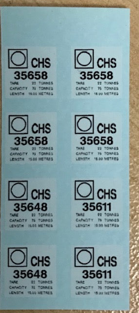OZZY Decal - PK D - CHS Coal Hopper  Codes & Numbers 35658,35658,35648,35611