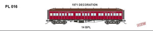 PL016 -Victorian Railways: PL Series Passenger Carriages:  1971 Decoration 14 BPL