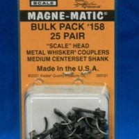 # 158-25 BULK PACK Scale Head Metal Whisker Couplers Medium Centre set Shank (HO) 25 PAIR