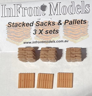 DET028 Stacked Sacks & Pallets 3 x set by InFront Models HO
