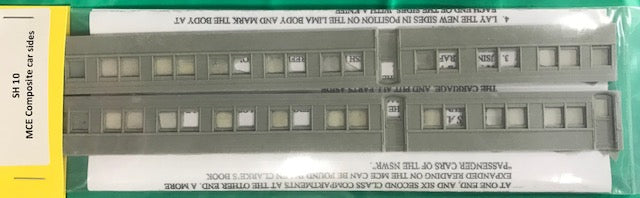 SH10 NSWGR MCE Rebuilt NON CROWN LIGHT WINDOWS COMPOSITE PASSENGER CAR BODY SIDES.