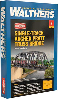 Walthers: Single-Track Railroad Arched Pratt Truss Bridge -- Kit -Arched Pratt Truss Railroad Bridge -- Single-Track - Kit -14-3/32 x 2 x 3-1/2