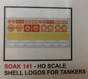 141 SOAK Decal HO  SHELL TANKER LOGOS & OIL TANKER SIGNAGE DECAL SHEET