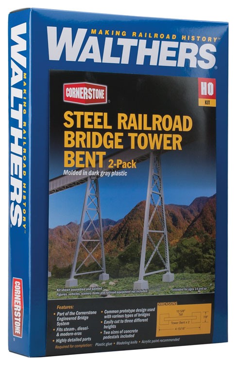 Walthers: Steel Railroad Bridge Tower Bent 2-Pack -- Kit HO